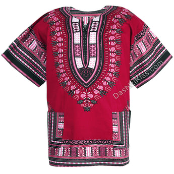 Maroon Red African Dashiki Shirt
