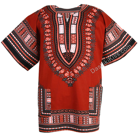 Brick Red African Dashiki Shirt