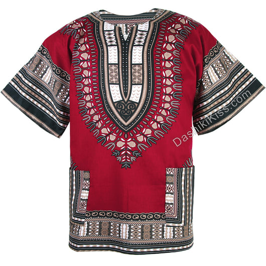 Carmine Red African Dashiki Shirt
