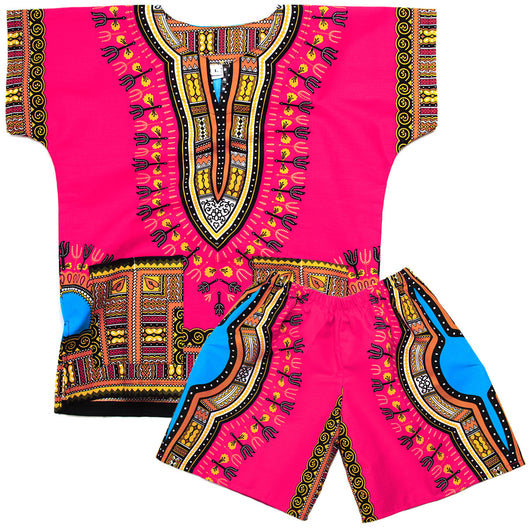 Pink Toddler Kids African Dashiki Set2