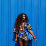Blue African Women Dashiki Shirt Tops