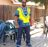 Light Yellow Mens African Dashiki Shirt