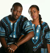 Unisex Blue and Black African Dashiki Shirt