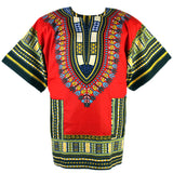 Red African Dashiki T Shirt Tops