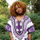 White and Purple African Dashiki Shirt