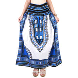 White and Blue African Dashiki Skirt