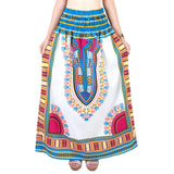 White and Light Blue Colorful African Dashiki Skirt