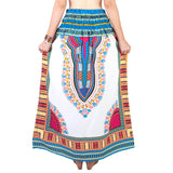 White and Light Blue Colorful African Dashiki Skirt