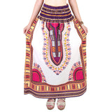 White and Purple Colorful African Dashiki Skirt