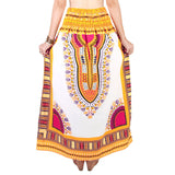 White and Yellow Colorful African Dashiki Skirt