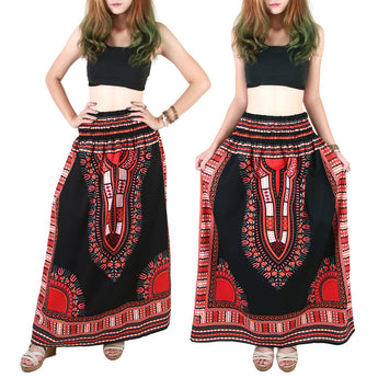 Black and Red African Dashiki Skirt